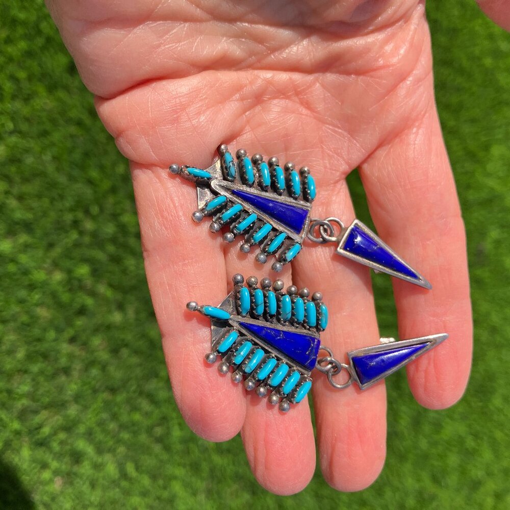 Vintage Southwestern sterling silver earrings with lapis and turquoise earrings